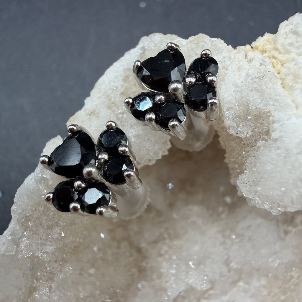 Black Spinel Paw S925 Earrings