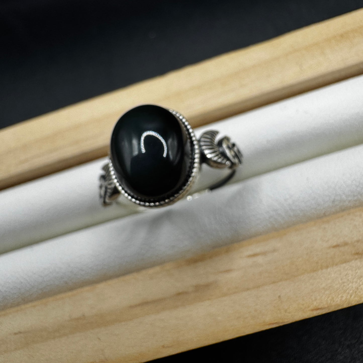 Obsidian S925 Adjustable Ring