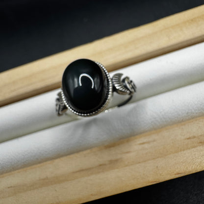 Obsidian S925 Adjustable Ring