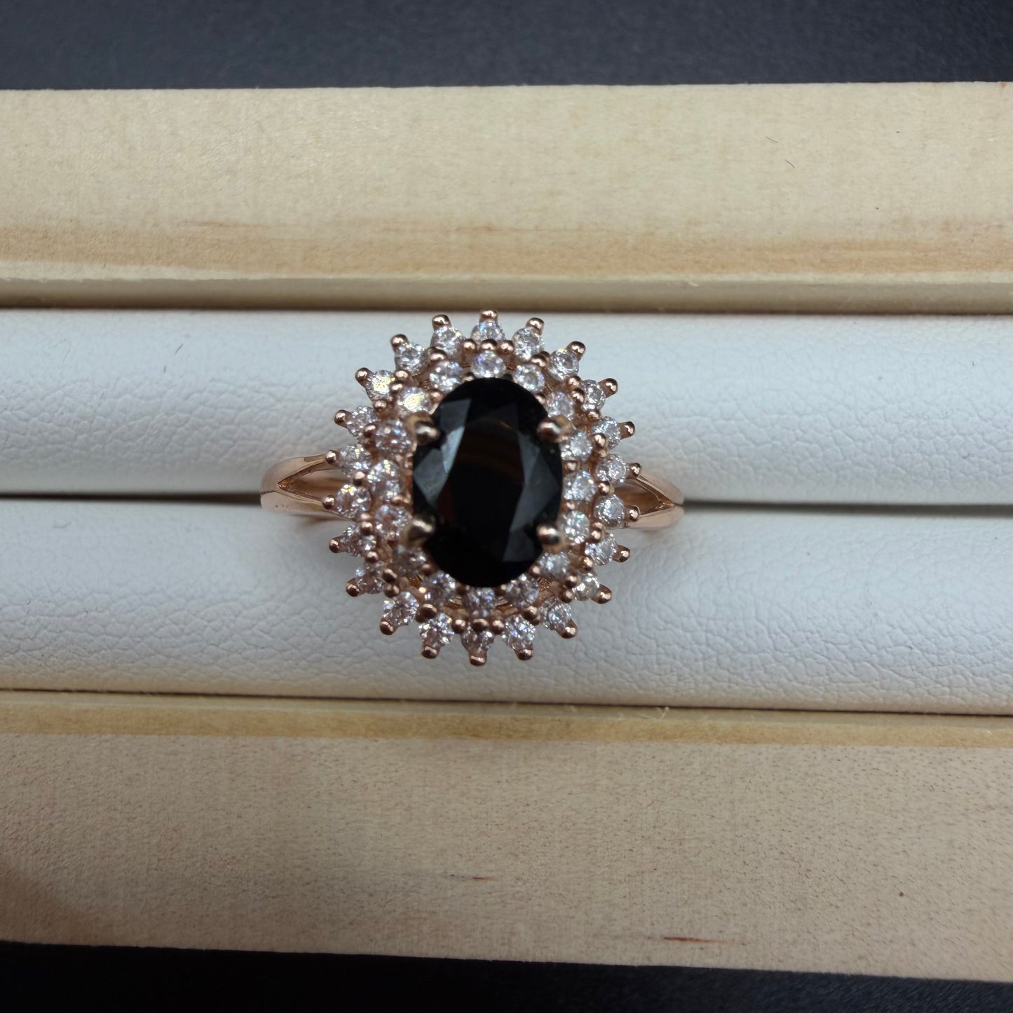 Black Spinel Copper S925 Adjustable Ring