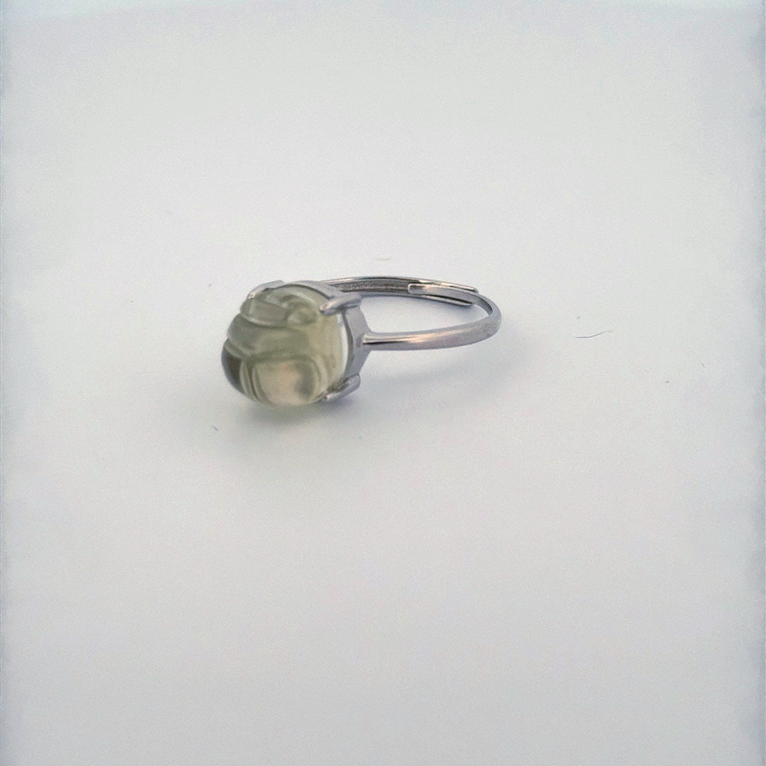 Libyan Desert Glass Scarab S925 Certified Adjustable Ring