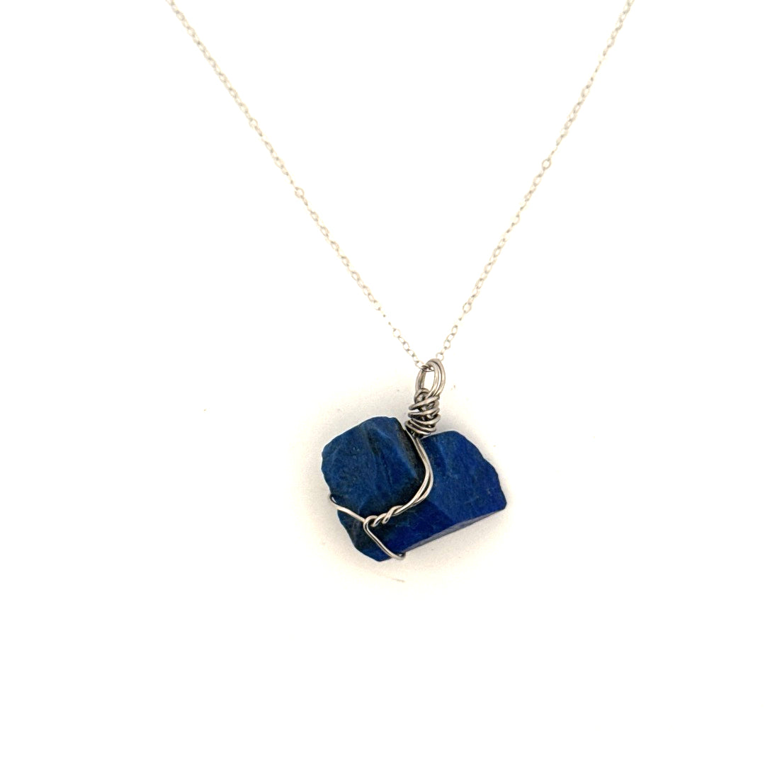 Raw Lapis Lazuli Handmade Necklace on S925 Chain