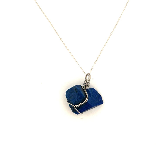Raw Lapis Lazuli Handmade Necklace on S925 Chain