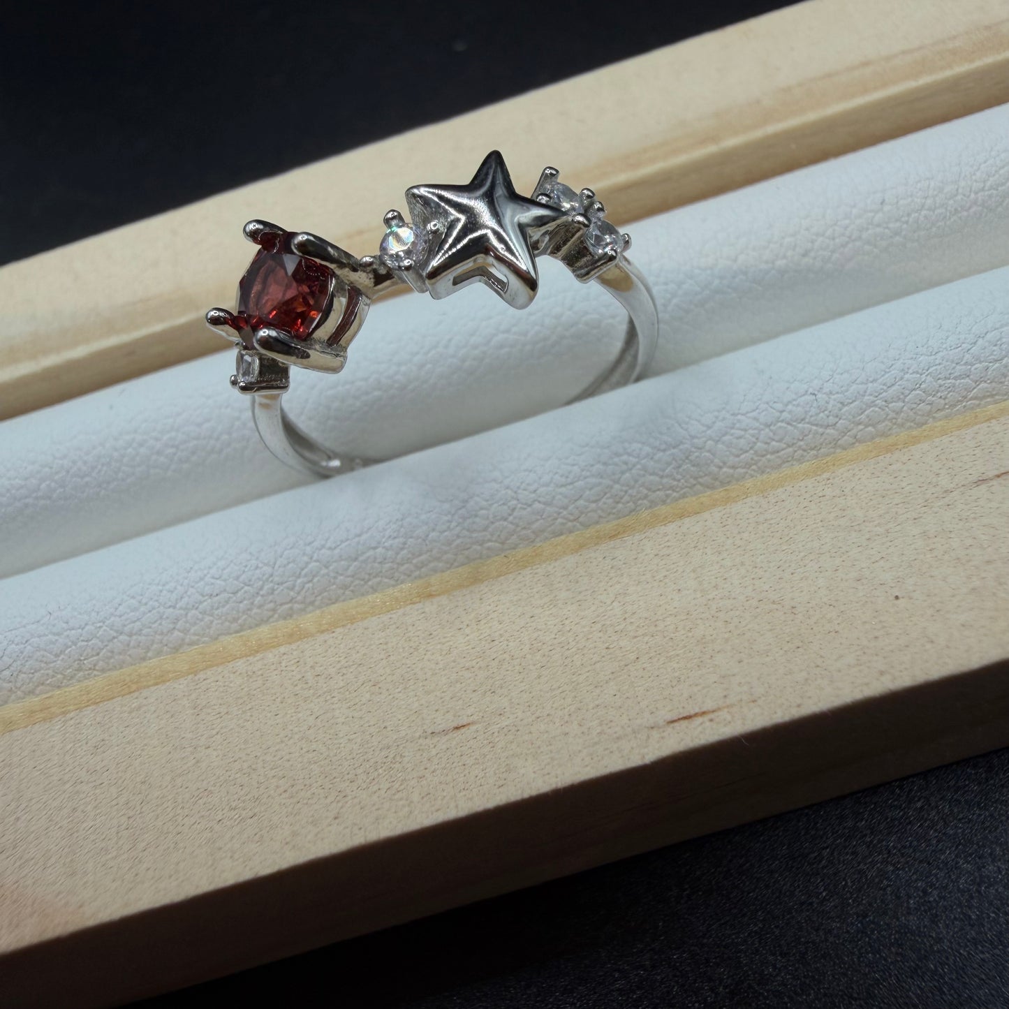 Garnet S925 Adjustable Ring