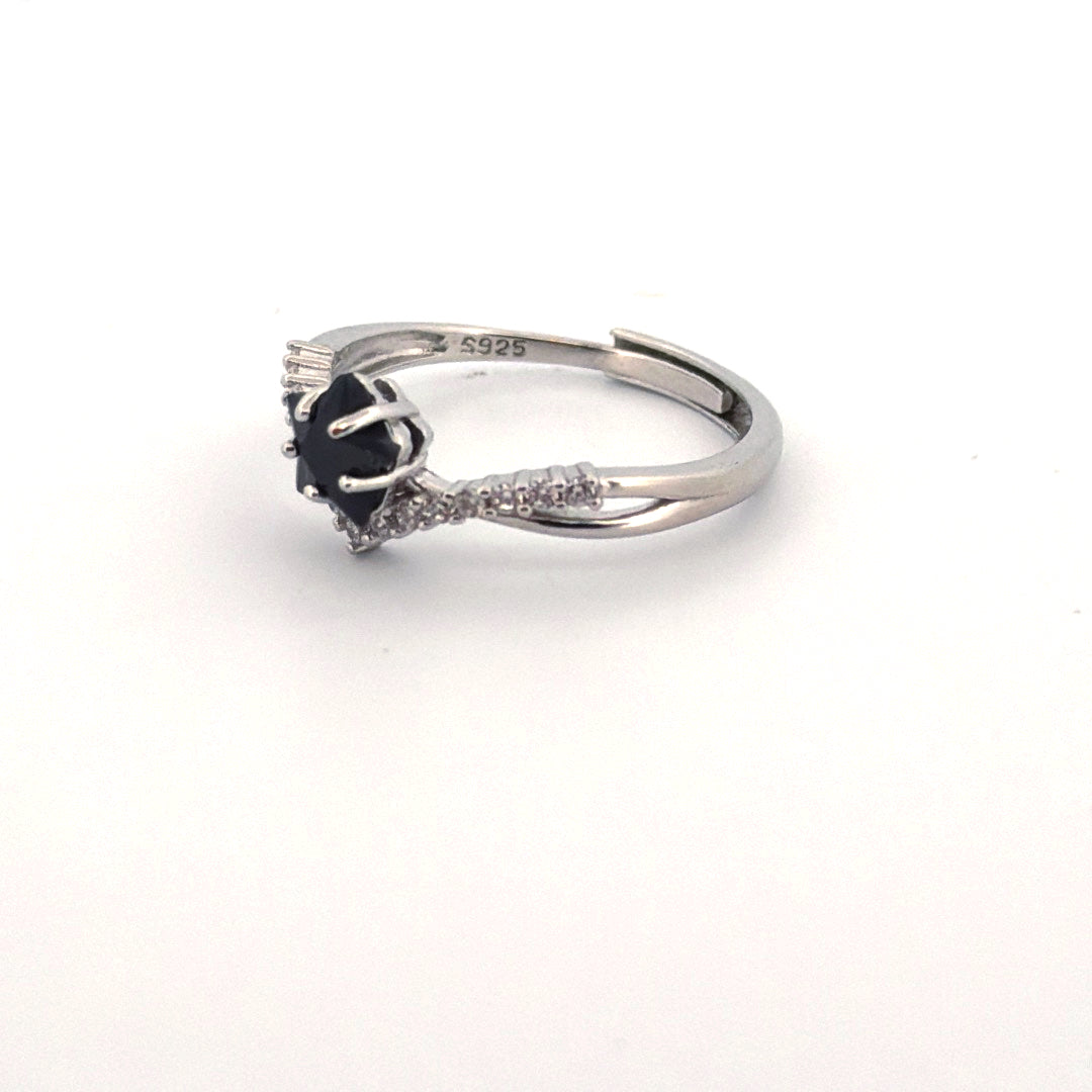 Black Spinel S925 Adjustable Ring