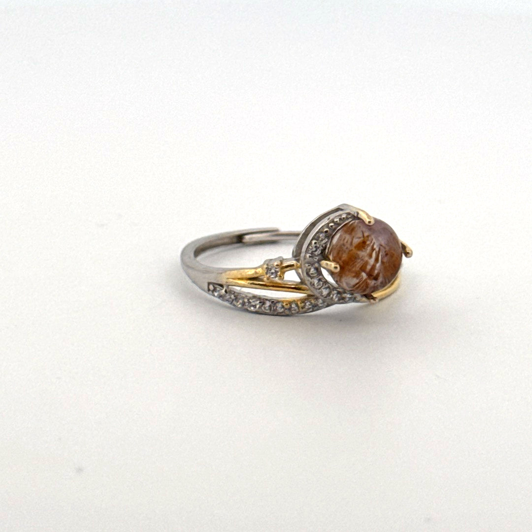 Golden Rutile S925 Adjustable Ring