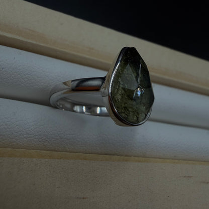 Moldavite S925 Adjustable Certified Ring