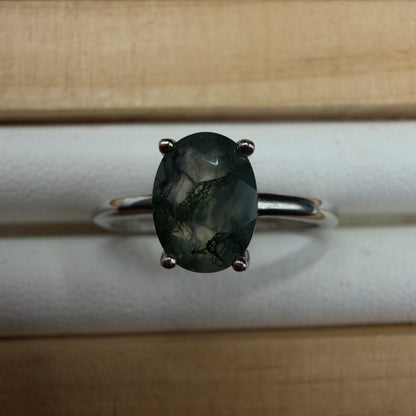 Moss Agate S925 Adjustable Ring