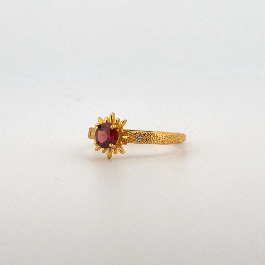 Garnet Gold S925 Adjustable Ring