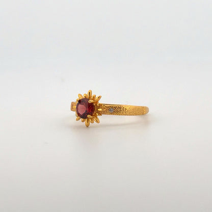 Garnet Gold S925 Adjustable Ring