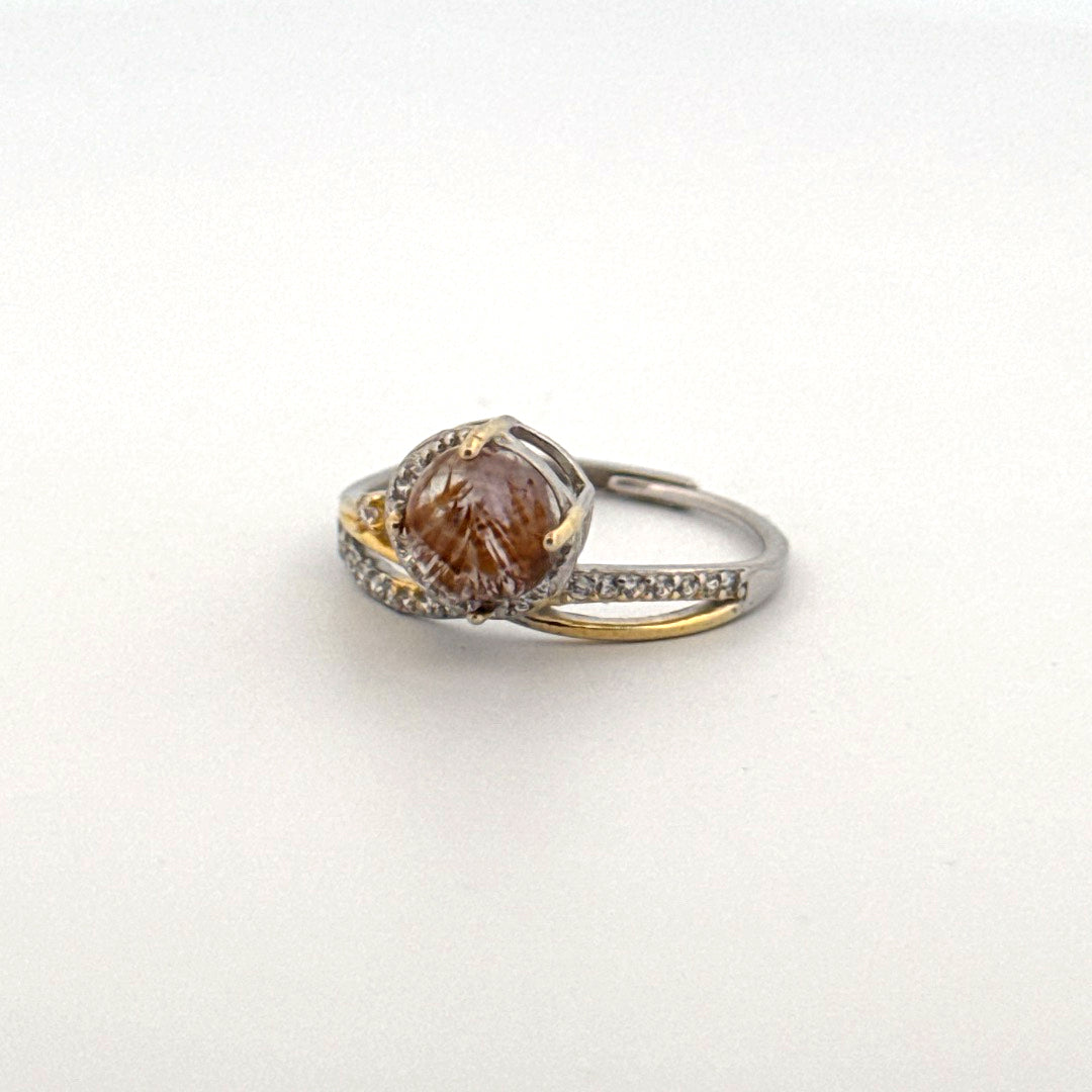 Golden Rutile S925 Adjustable Ring