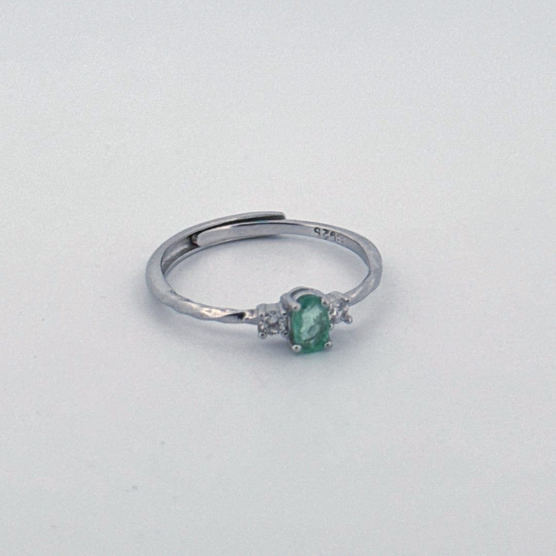 Emerald S925 Adjustable Ring