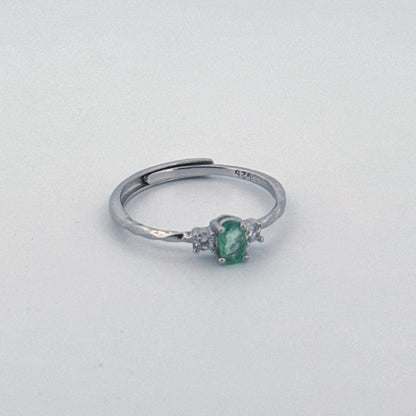 Emerald S925 Adjustable Ring