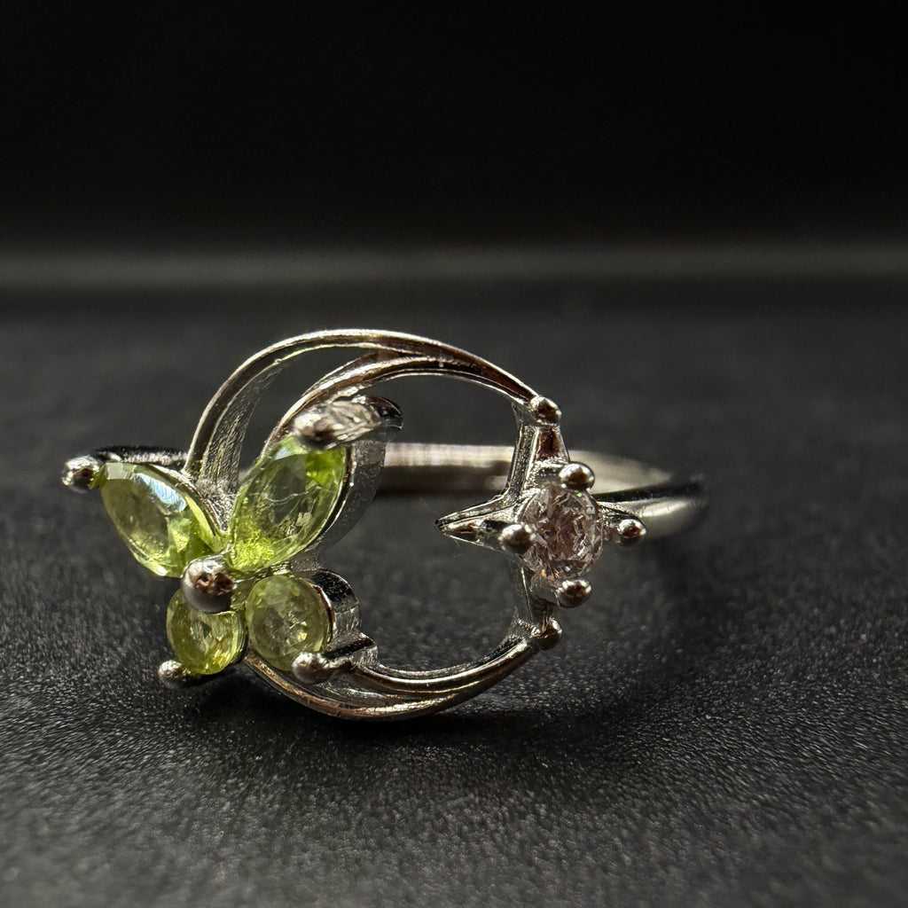 Peridot Butterfly S925 Adjustable Ring