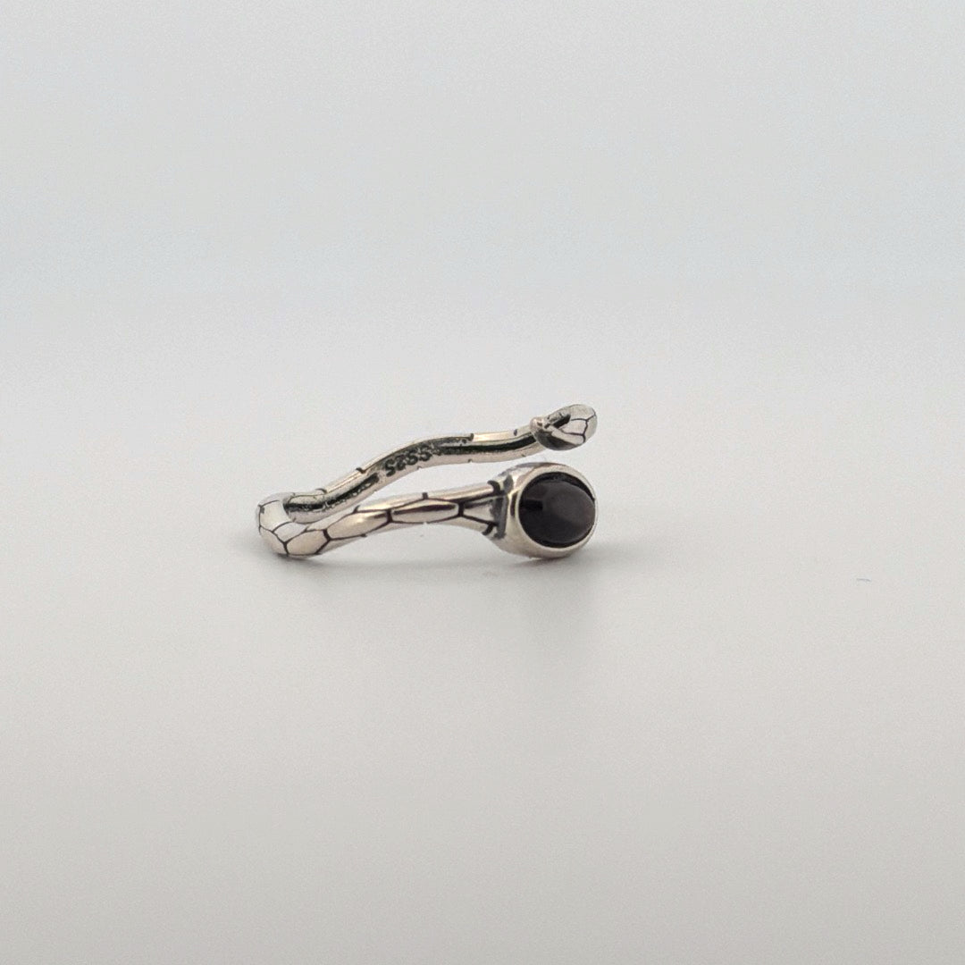 Silver Sheen Obsidian Snake S925 Adjustable Ring
