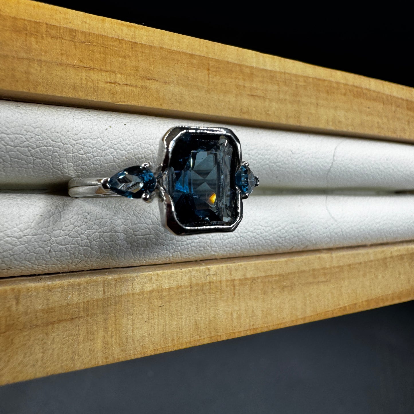 High Grade Topaz S925 Certified Adjustable Ring
