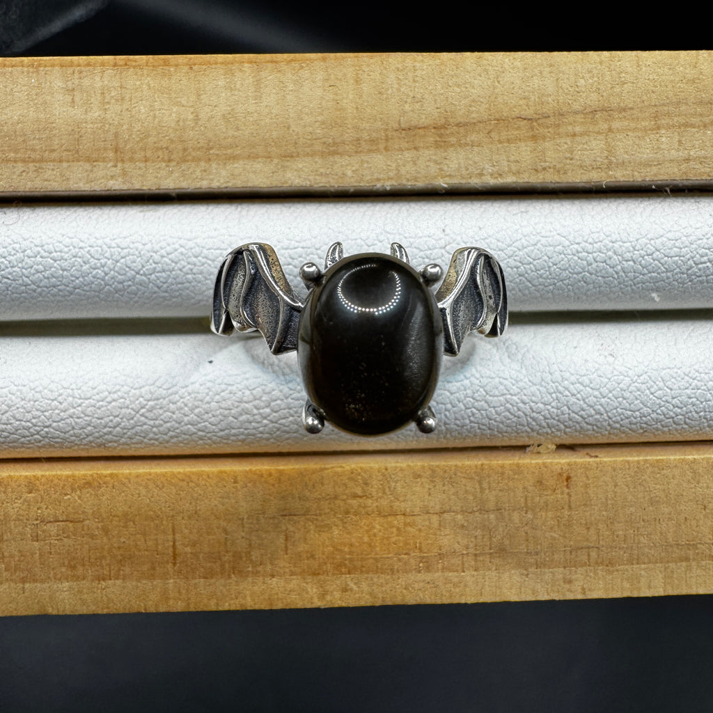 Obsidian Bat S925 Halloween Ring