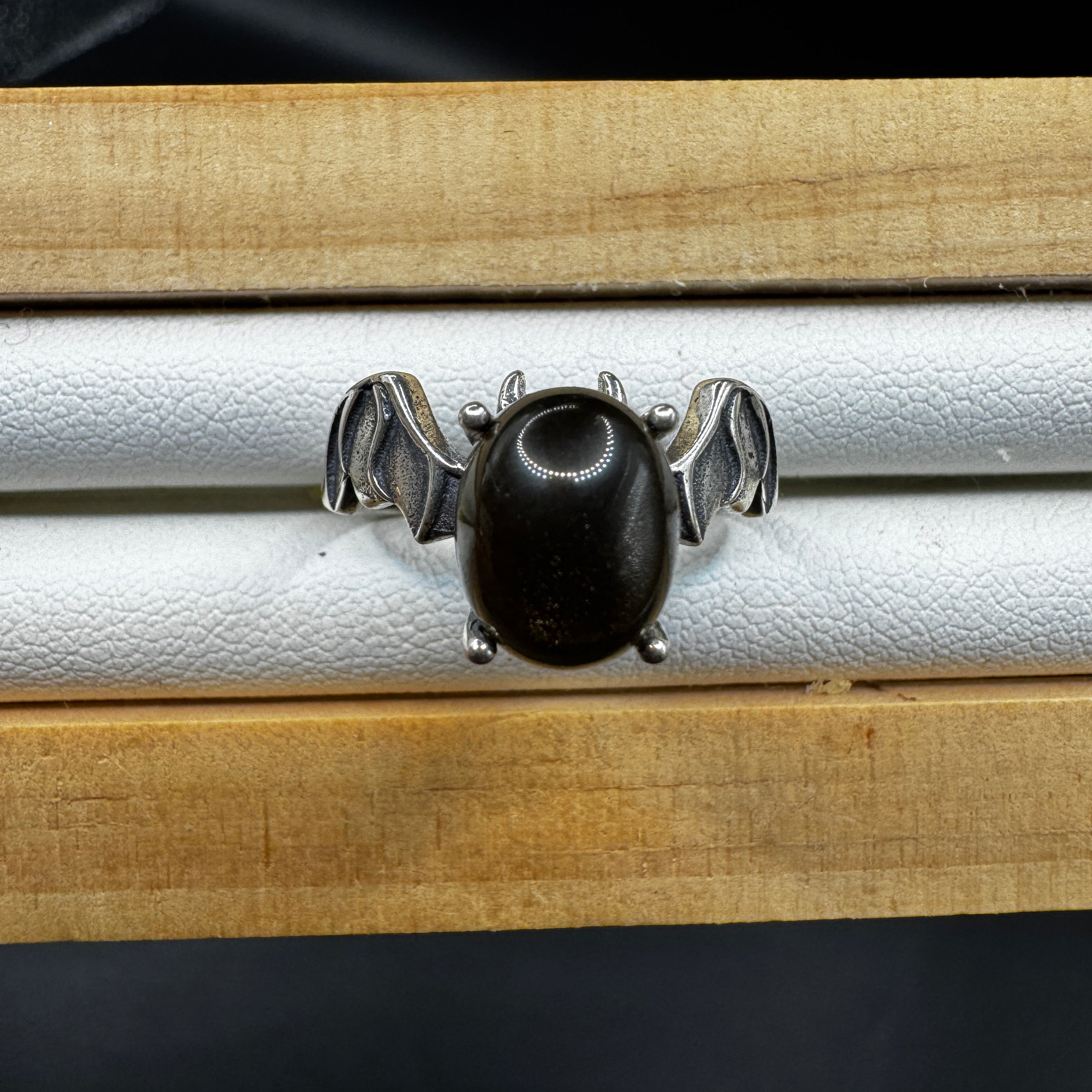 Obsidian Bat S925 Halloween Ring