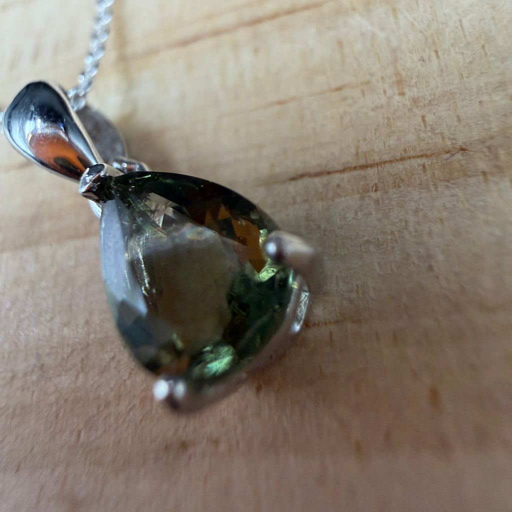 Moldavite Teardrop Certified S925 Necklace
