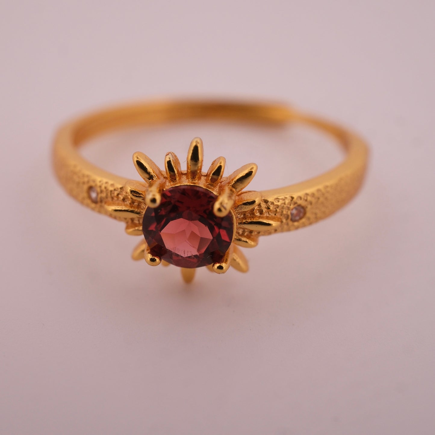 Garnet Sun Gold S925 Adjustable Ring
