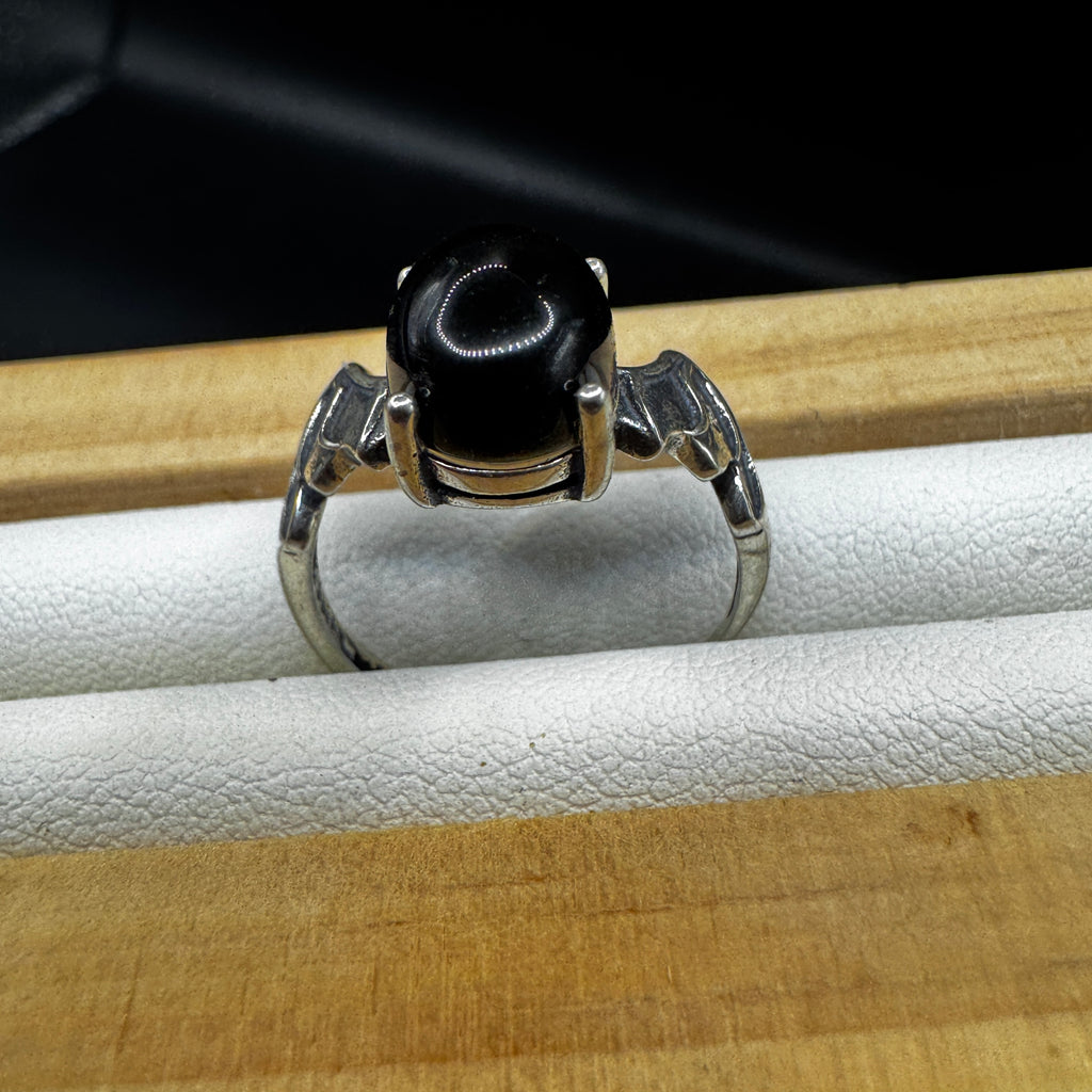 Obsidian Bat S925 Halloween Ring