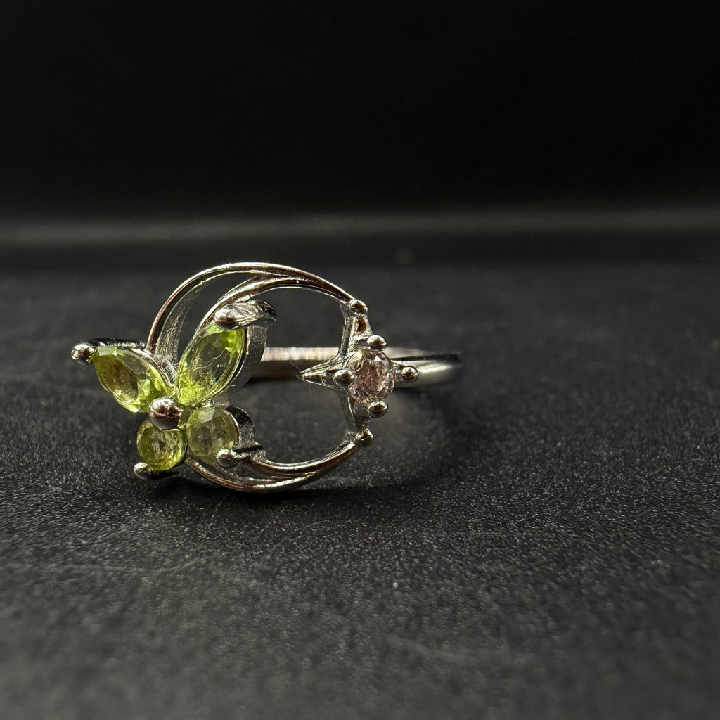 Peridot Butterfly S925 Adjustable Ring