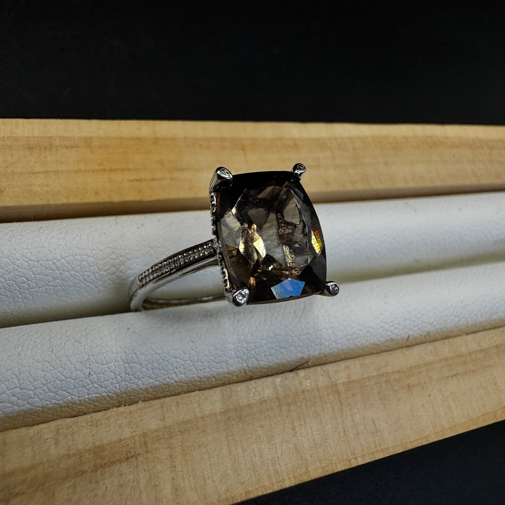 Smokey Quartz S925 Adjustable Ring