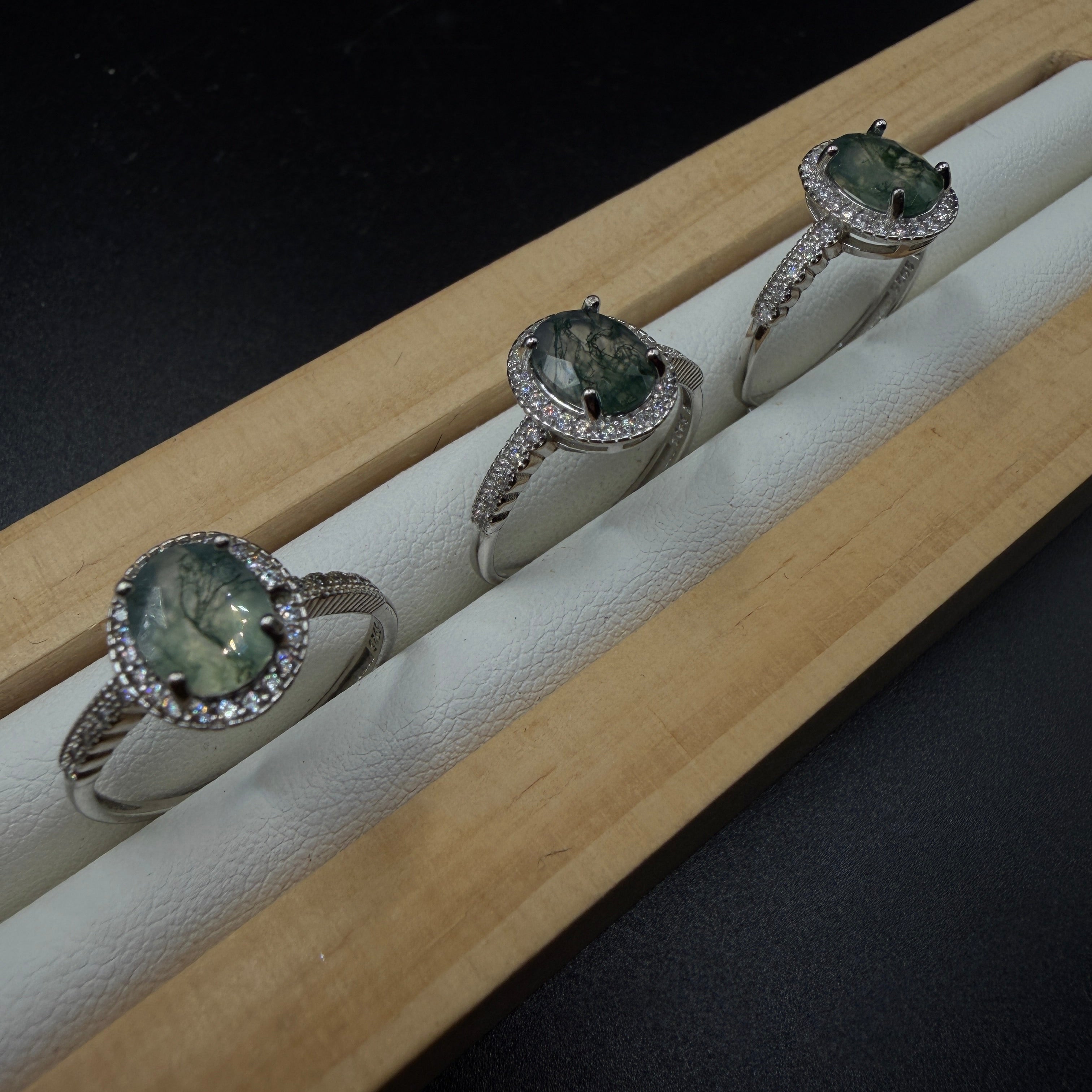 Moss Agate S925 Adjustable Ring