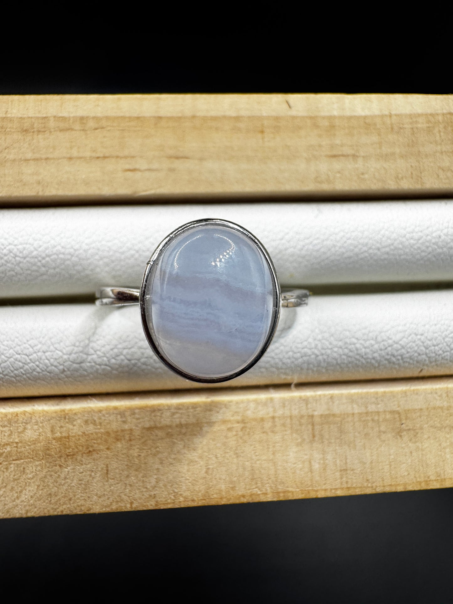 Blue Lace Agate S925 Adjustable Ring