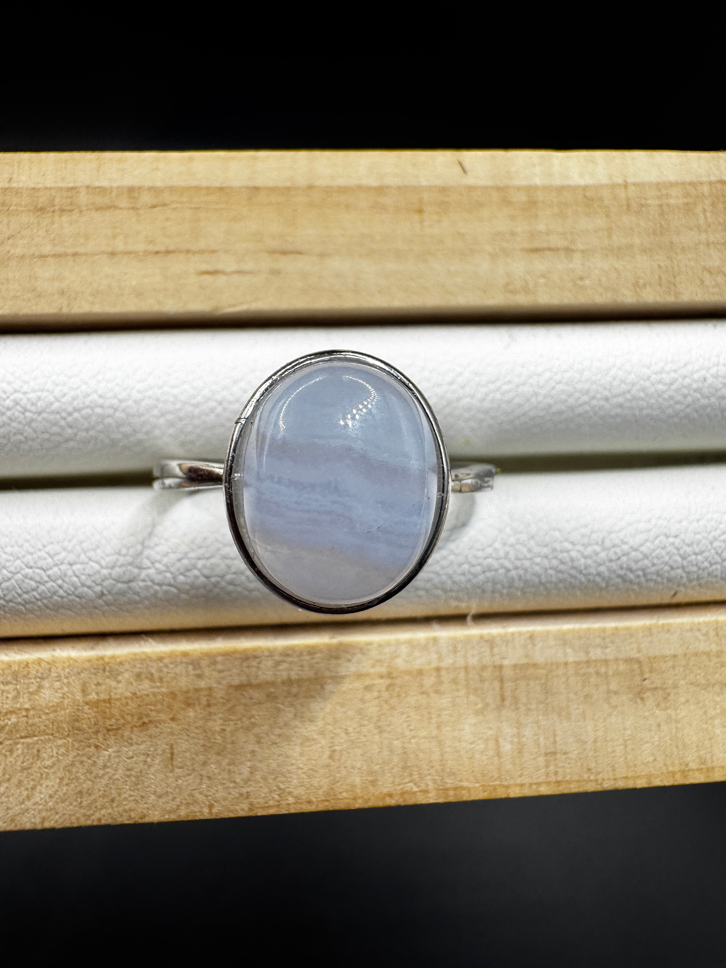 Blue Lace Agate S925 Adjustable Ring
