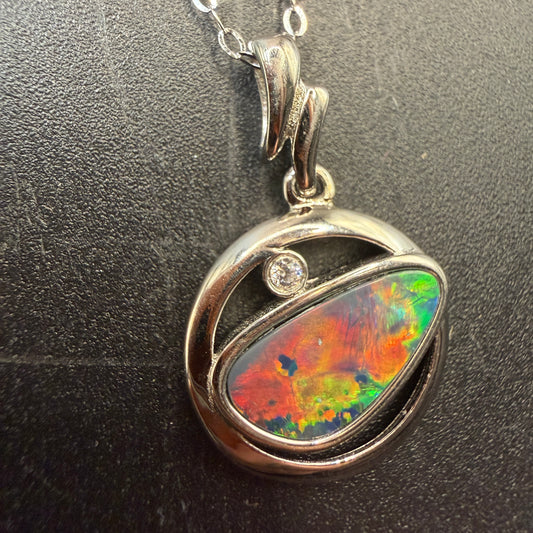 Queensland Boulder Opal S925 Necklace Super Quality