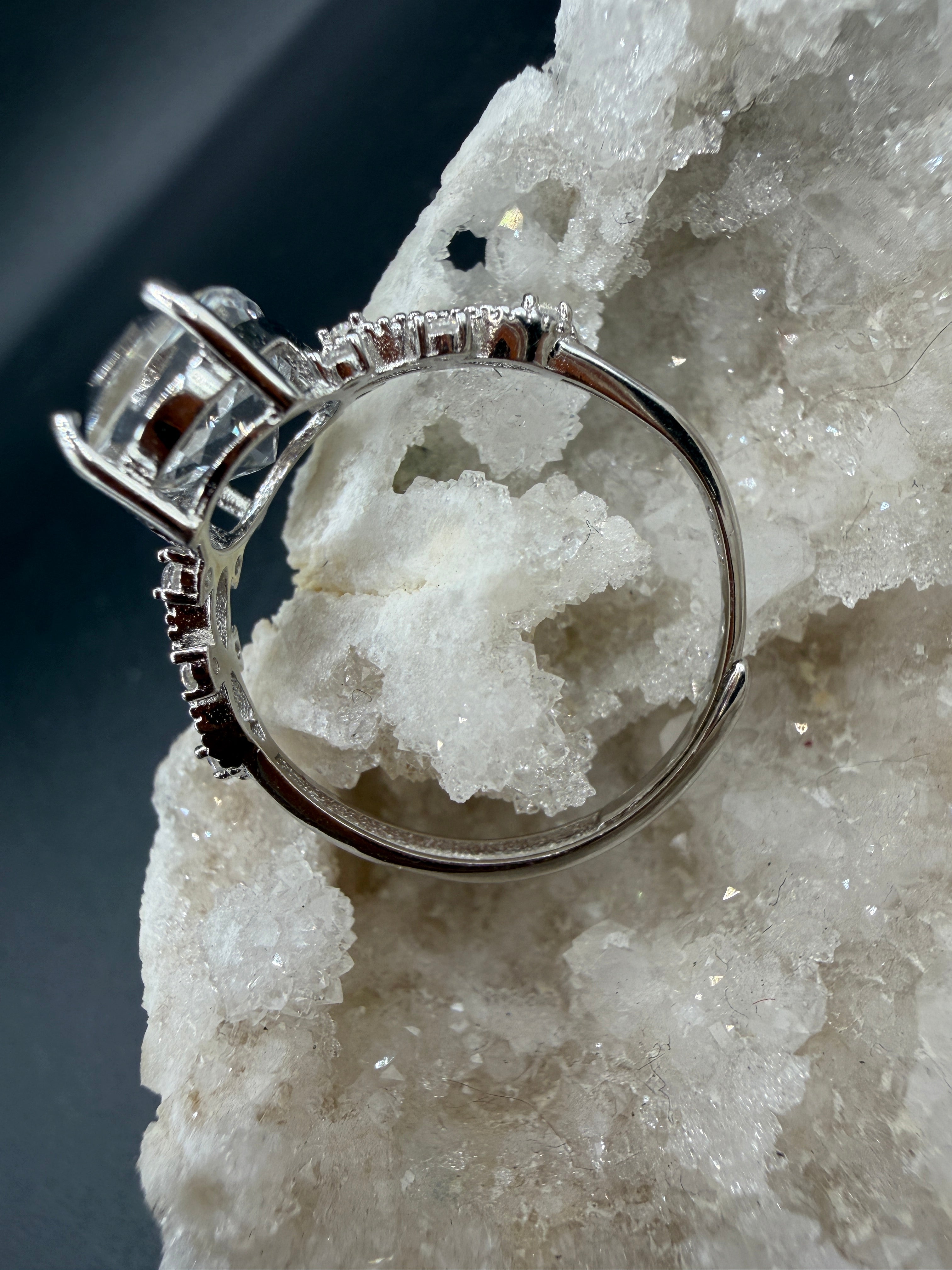 Clear Quartz S925 Adjustable Ring