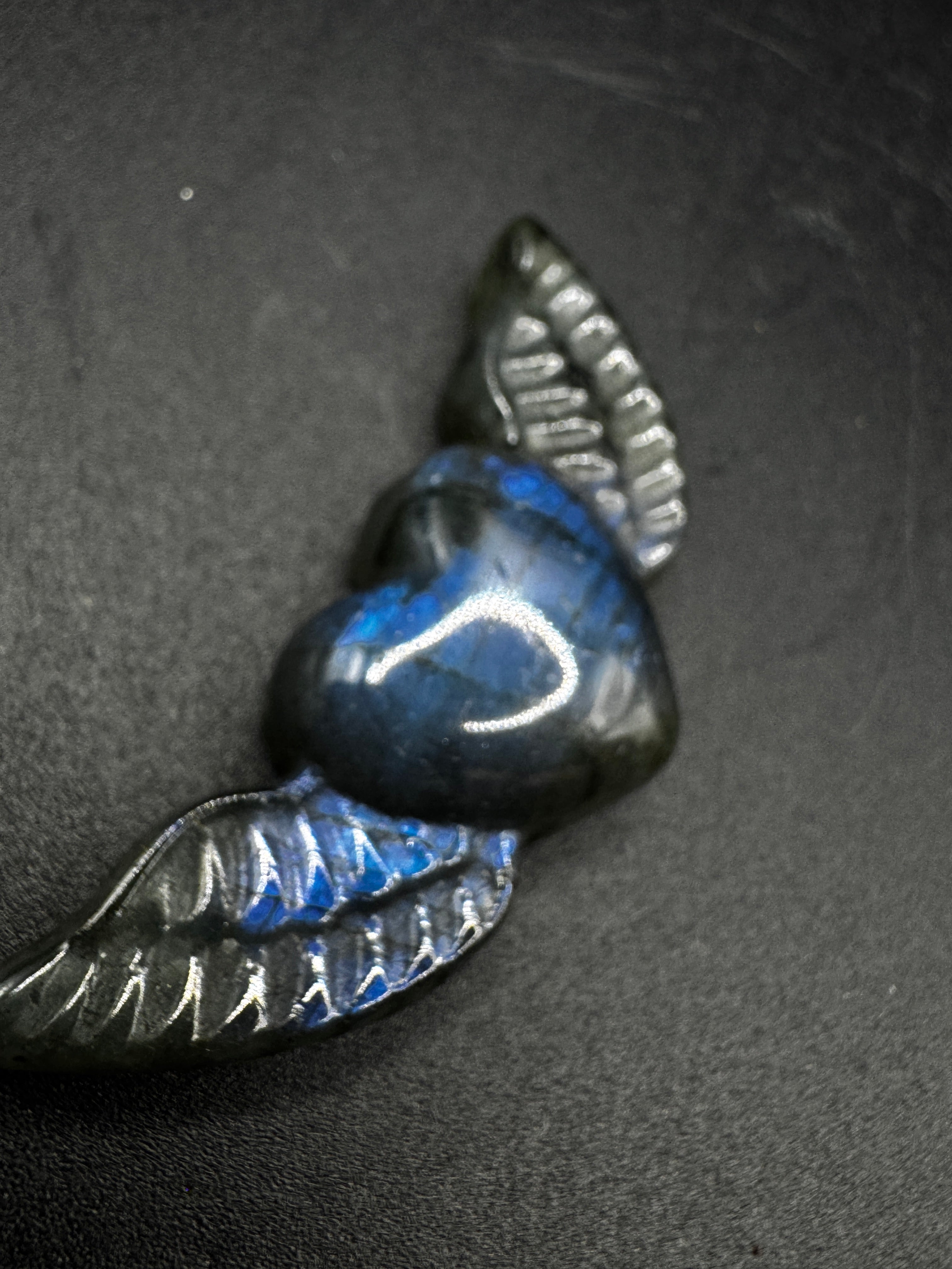 Labradorite Heart Wings Carving