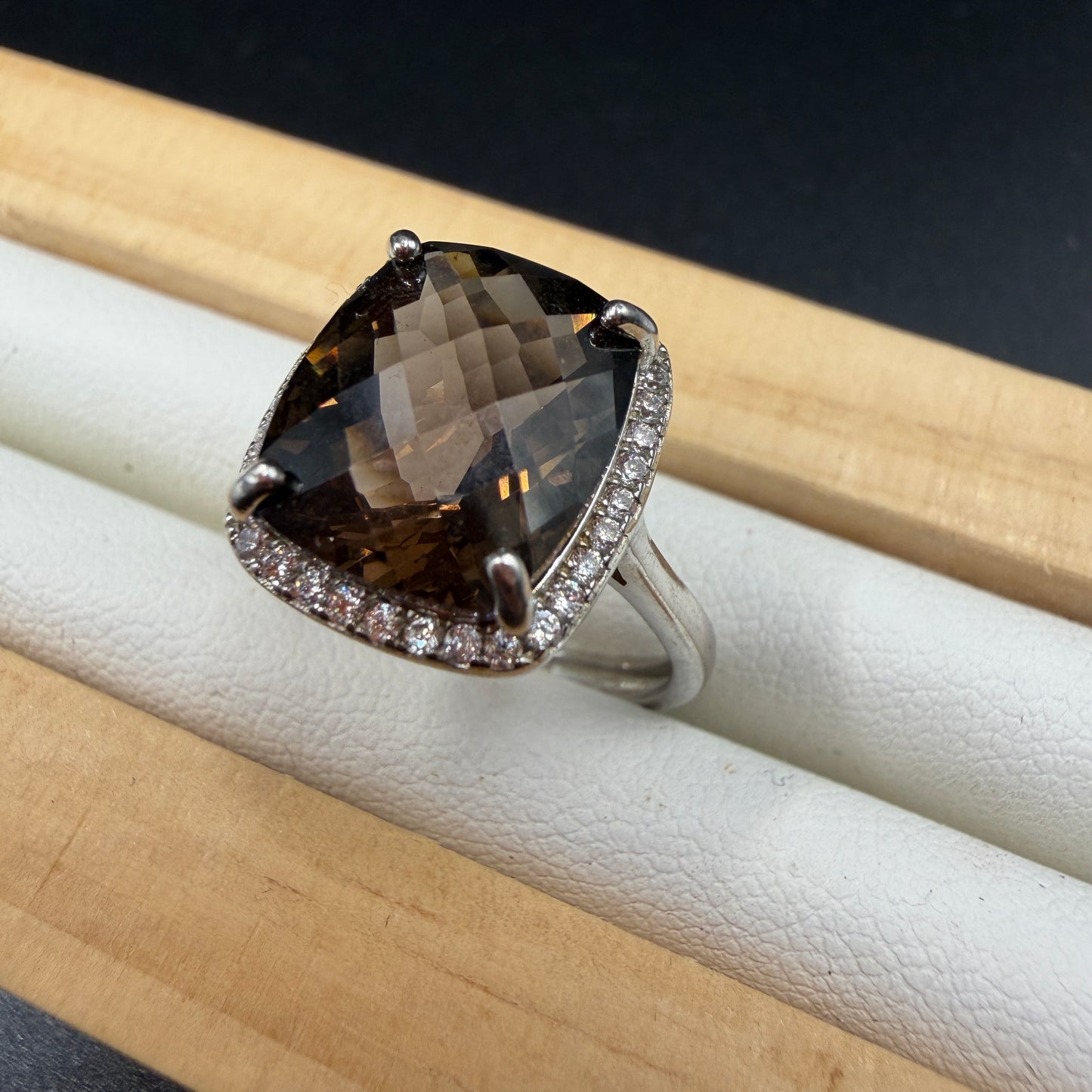 Smokey Quartz S925 Adjustable Ring
