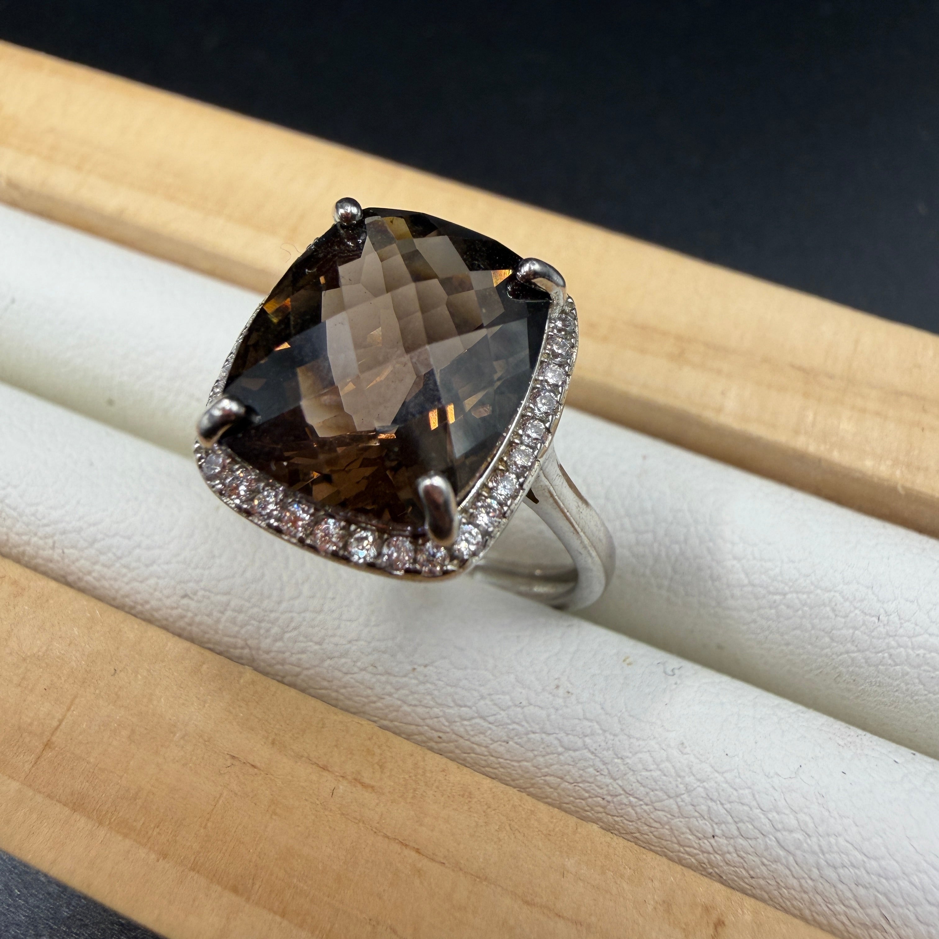 Smokey Quartz S925 Adjustable Ring