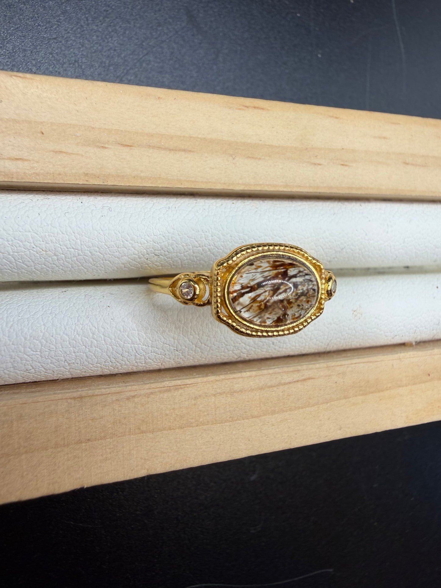 Golden Rutile S925 Adjustable Ring