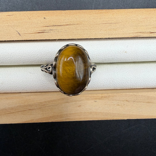 Tigers Eye S925 Adjustable Ring