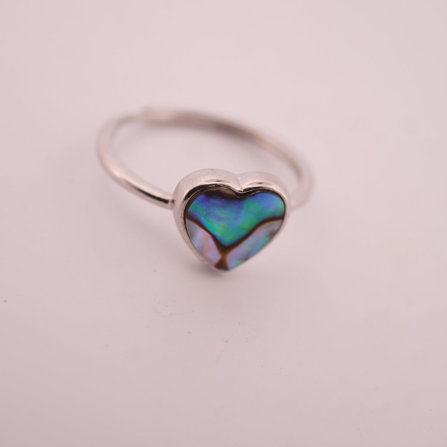 Heart Abalone Shell S925 Adjustable Ring
