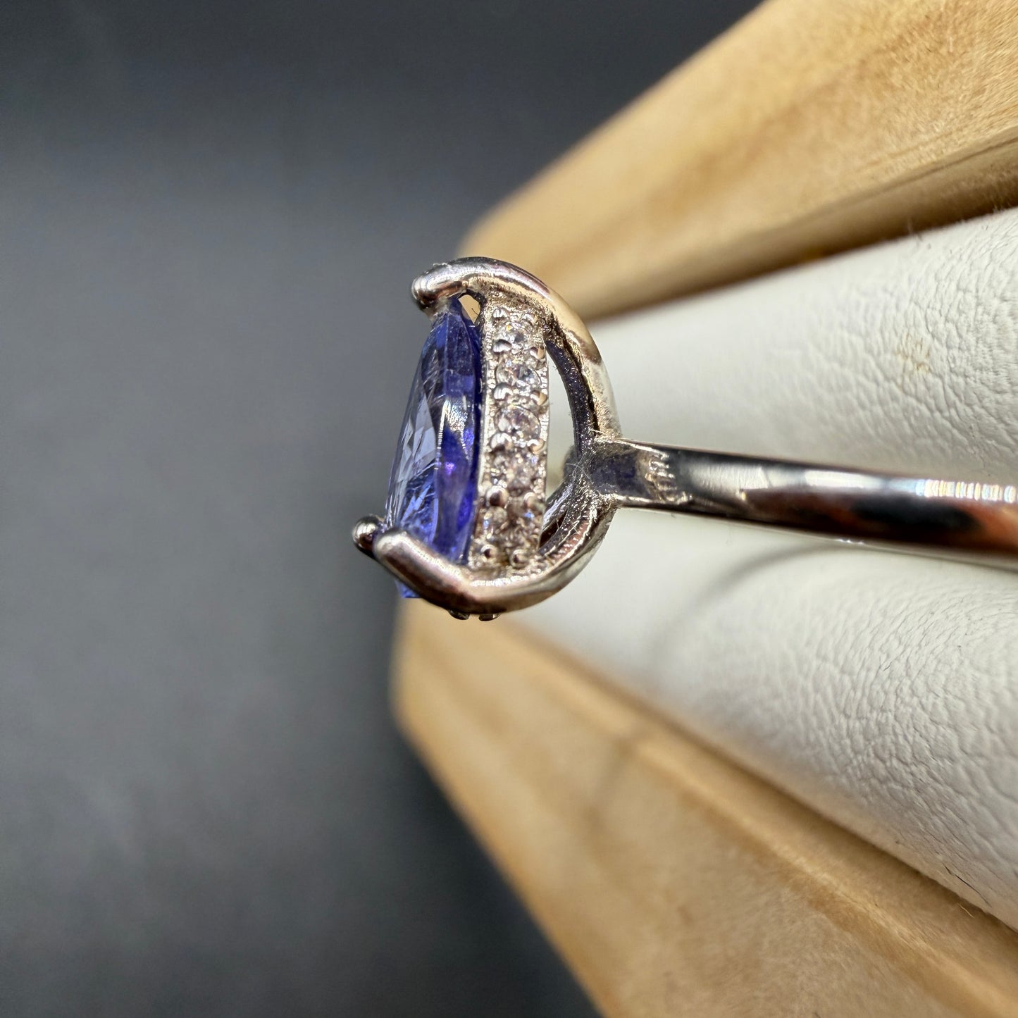 Tanzanite Teardrop Ring and Necklace S925 Certified Set