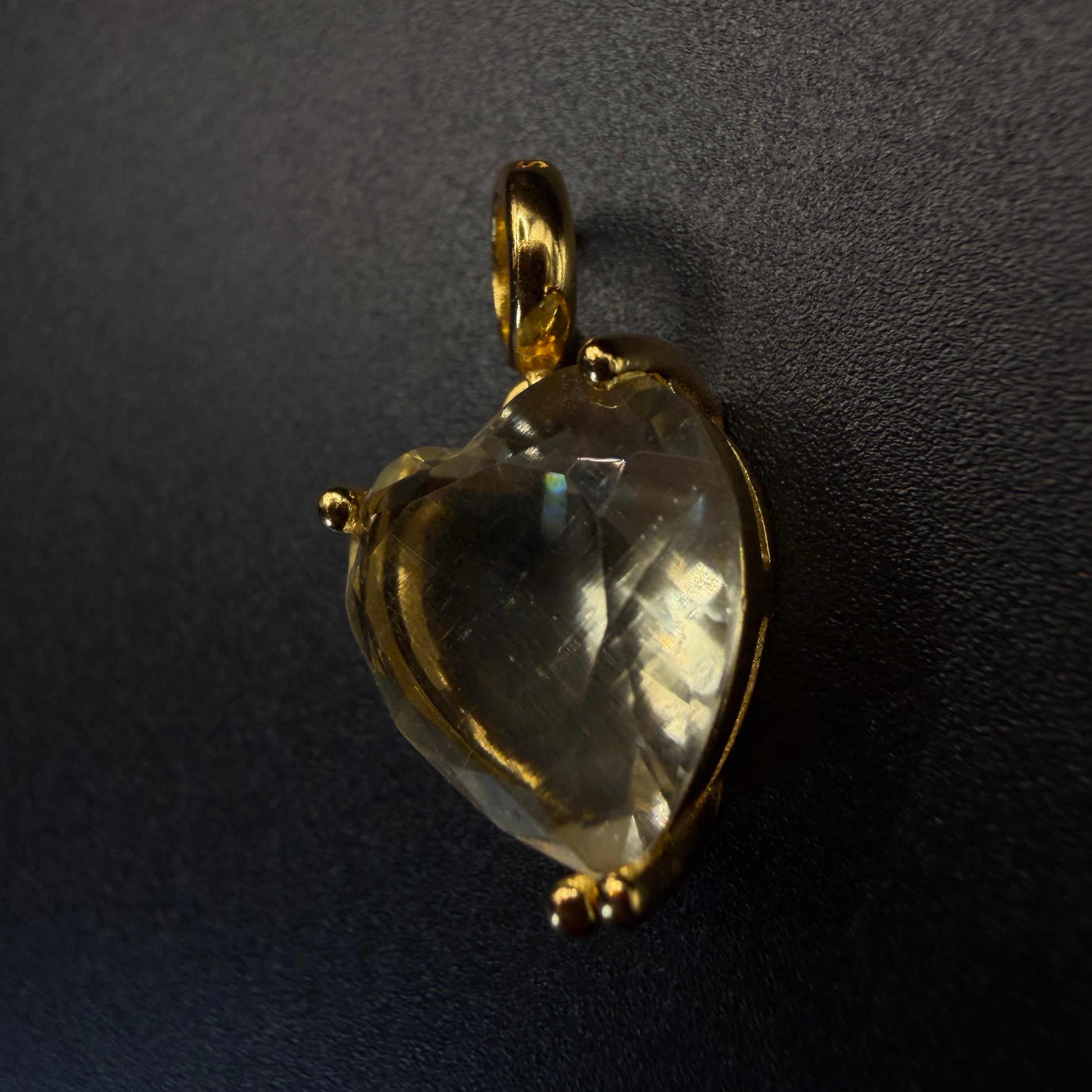 Gold Libyan Desert Glass Heart S925 Certified Necklace