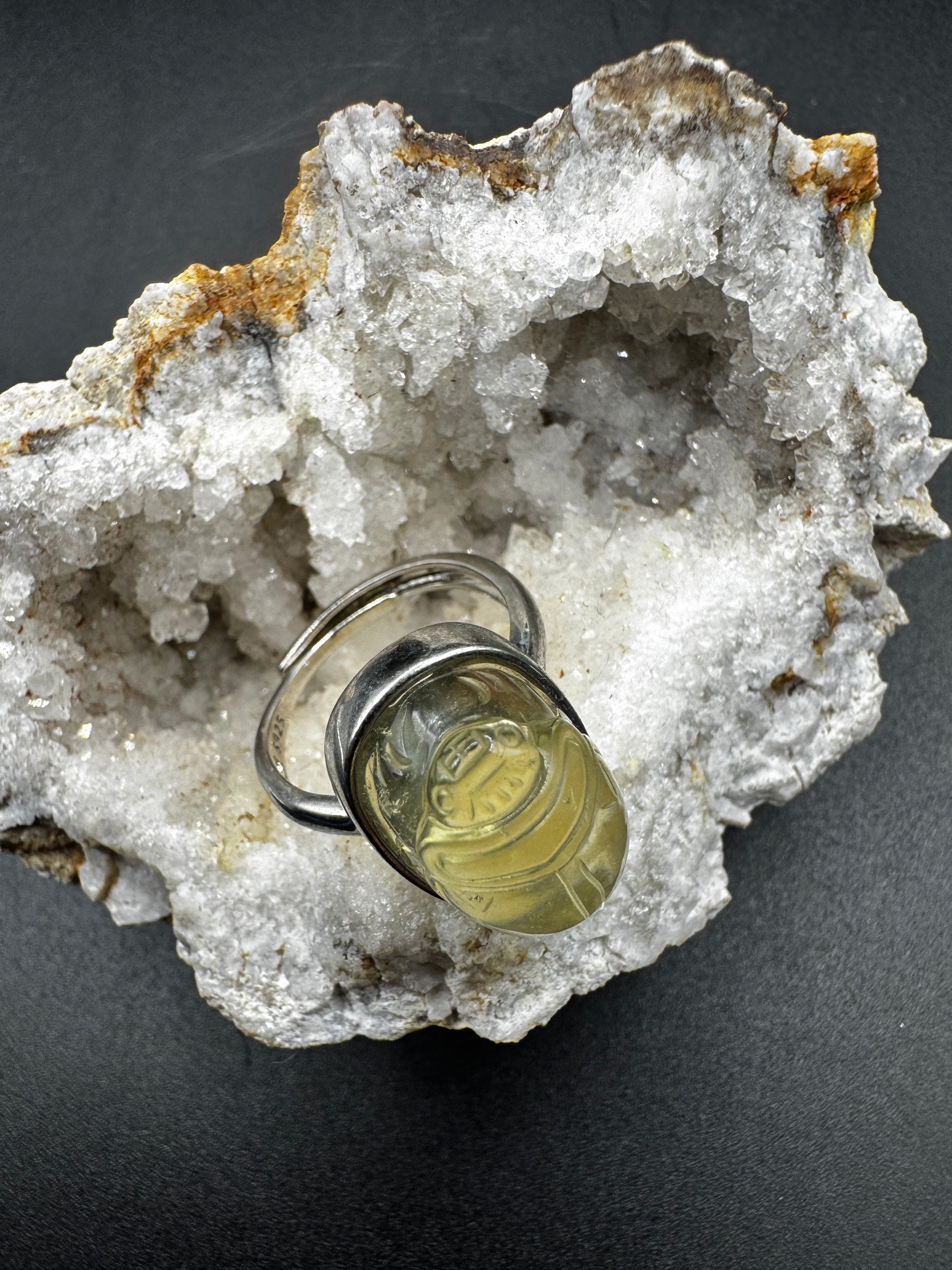 Libyan Desert Glass Scarab Ring