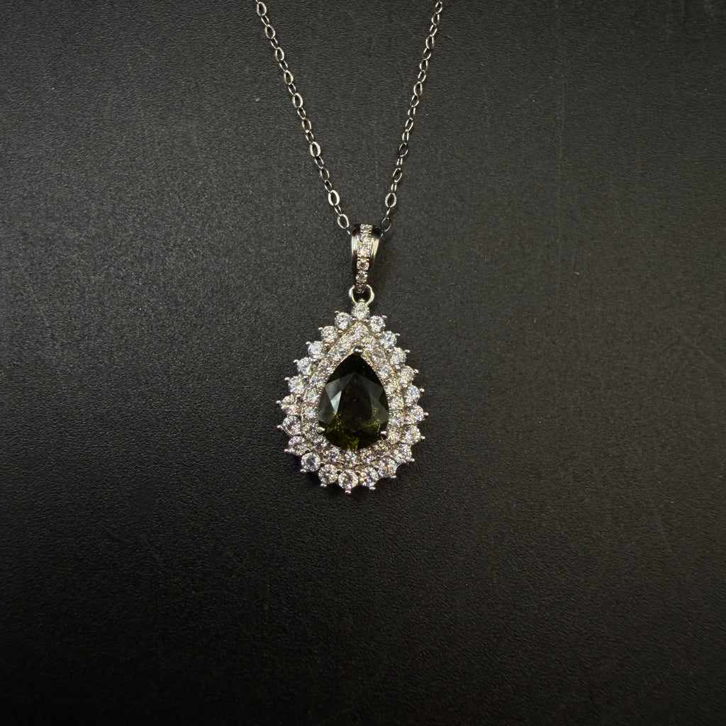 Moldavite Teardrop Certified S925 Necklace