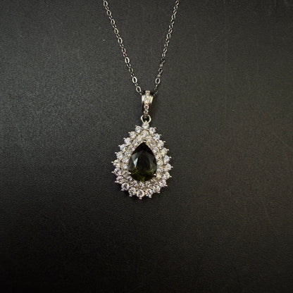 Moldavite Teardrop Certified S925 Necklace