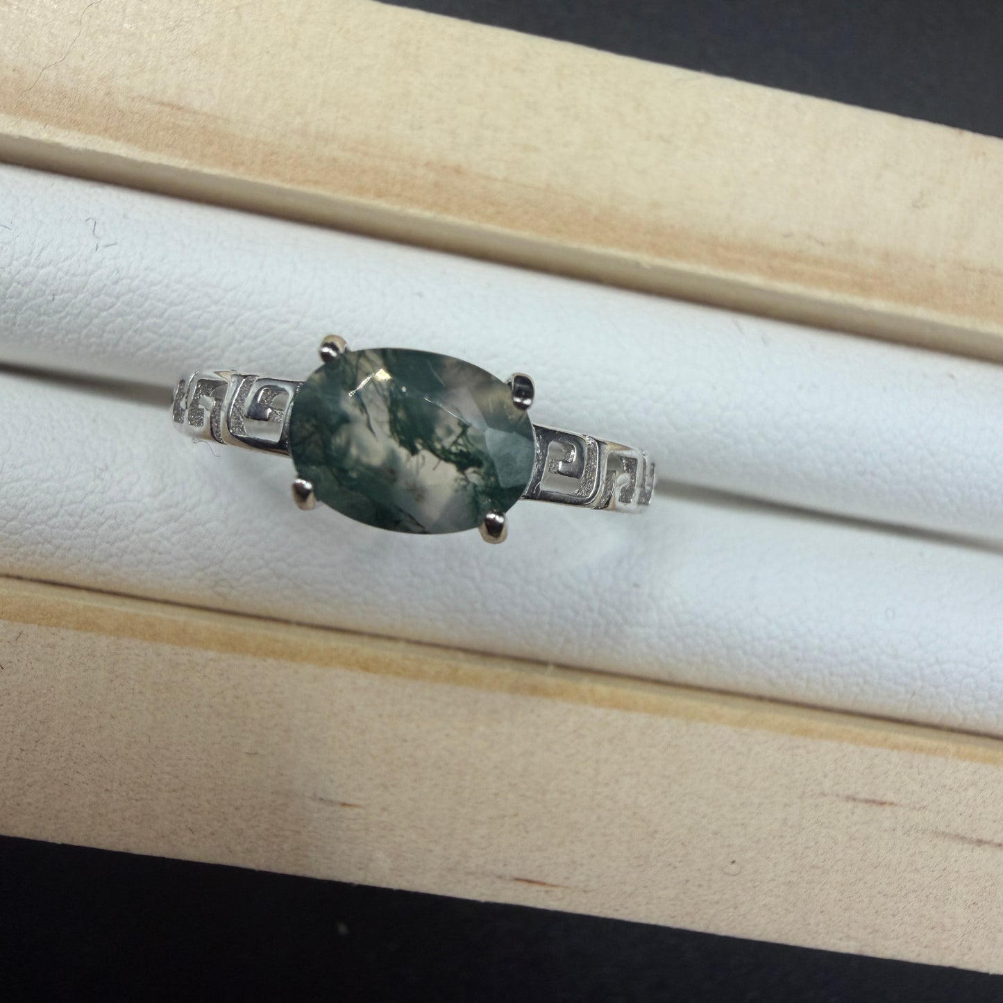 Moss Agate S925 Adjustable Ring