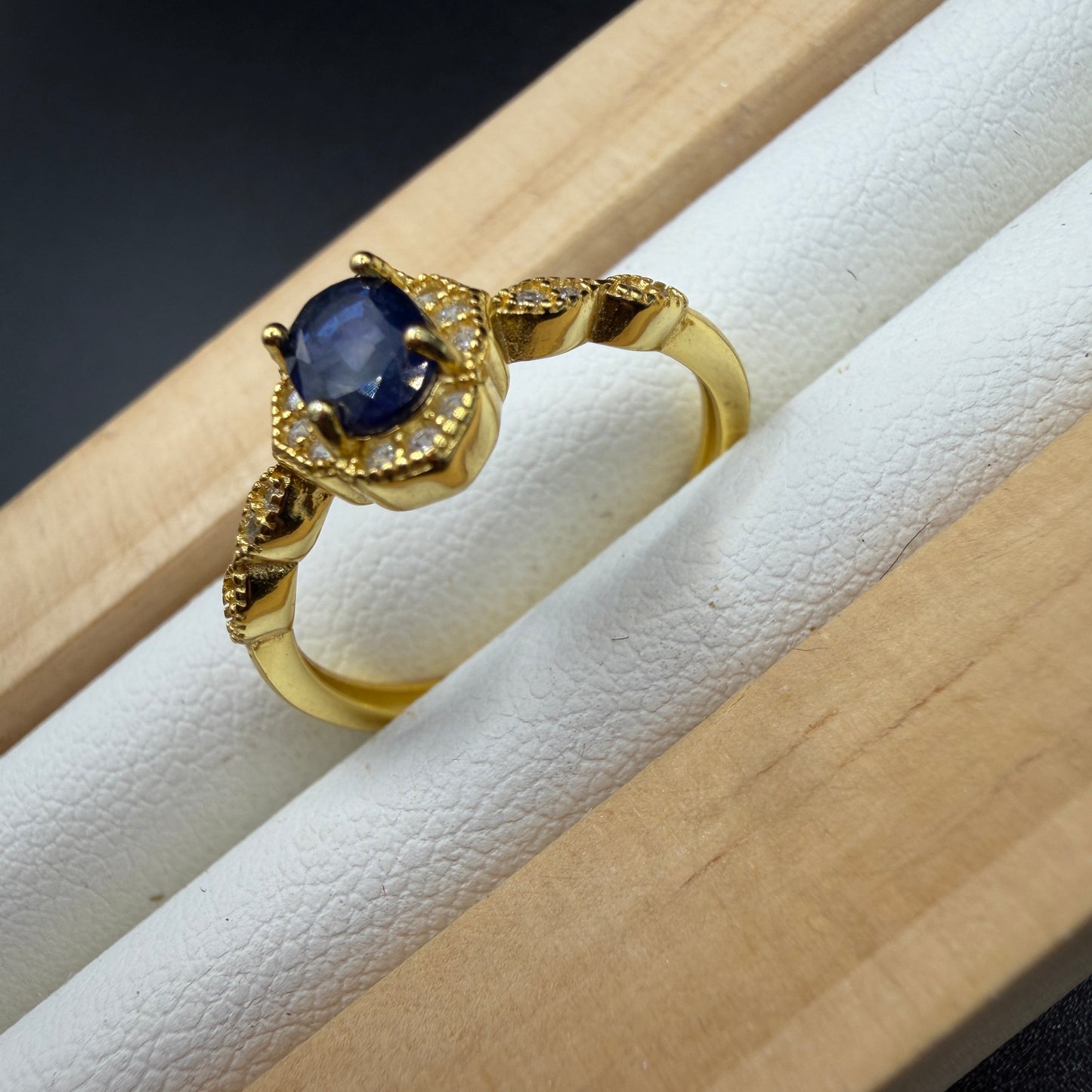 Sapphire Gold S925 Certified Adjustable Ring