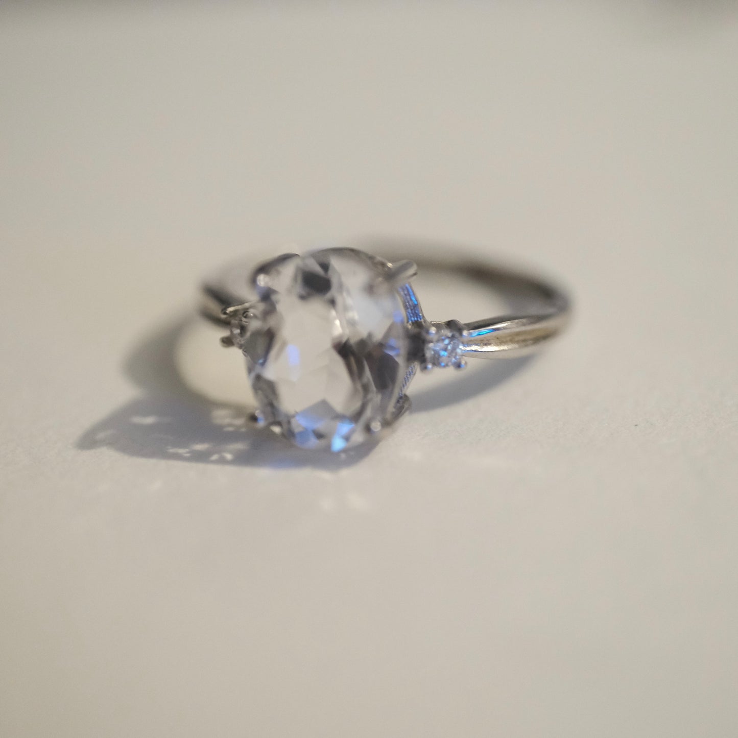 Clear Quartz S925 Adjustable Ring