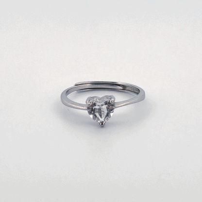 Clear Quartz HeartS925 Adjustable Ring