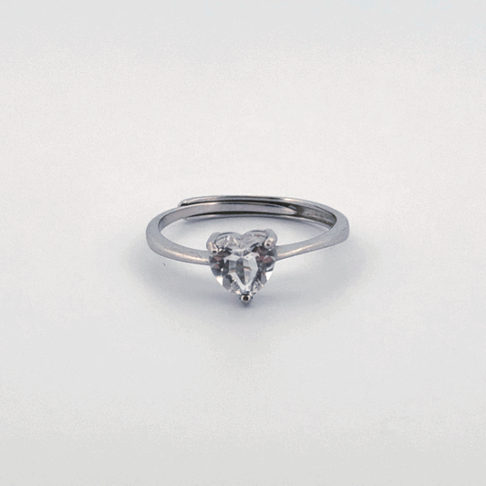Clear Quartz HeartS925 Adjustable Ring