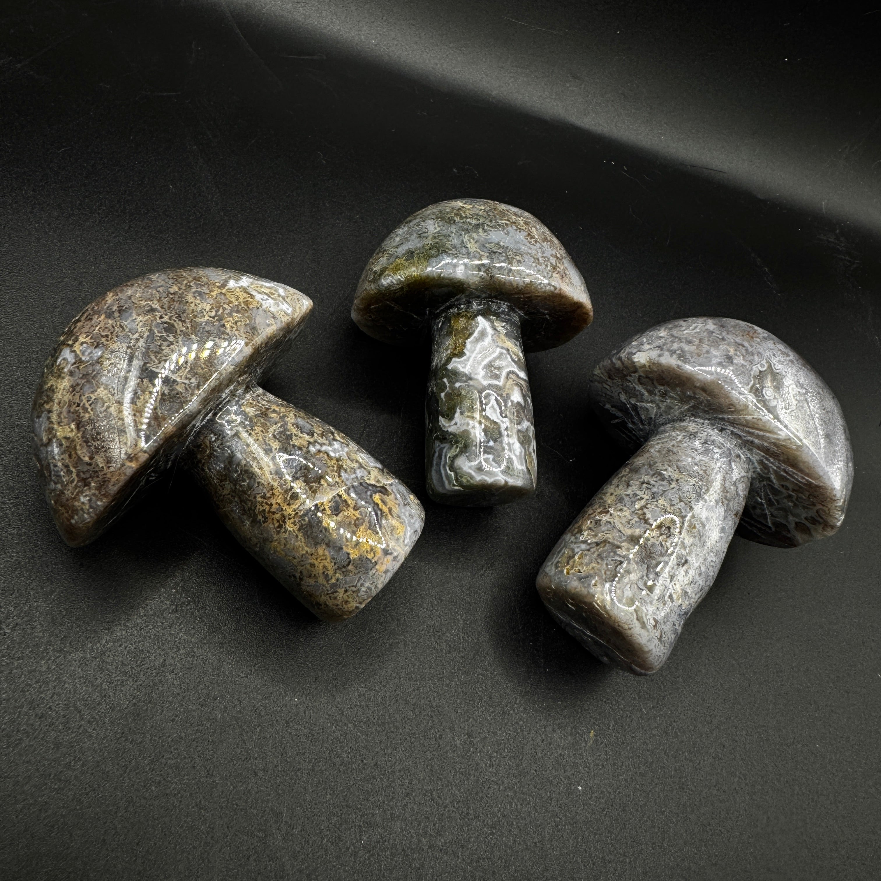 Purple Moss Agate Mushroom Carving