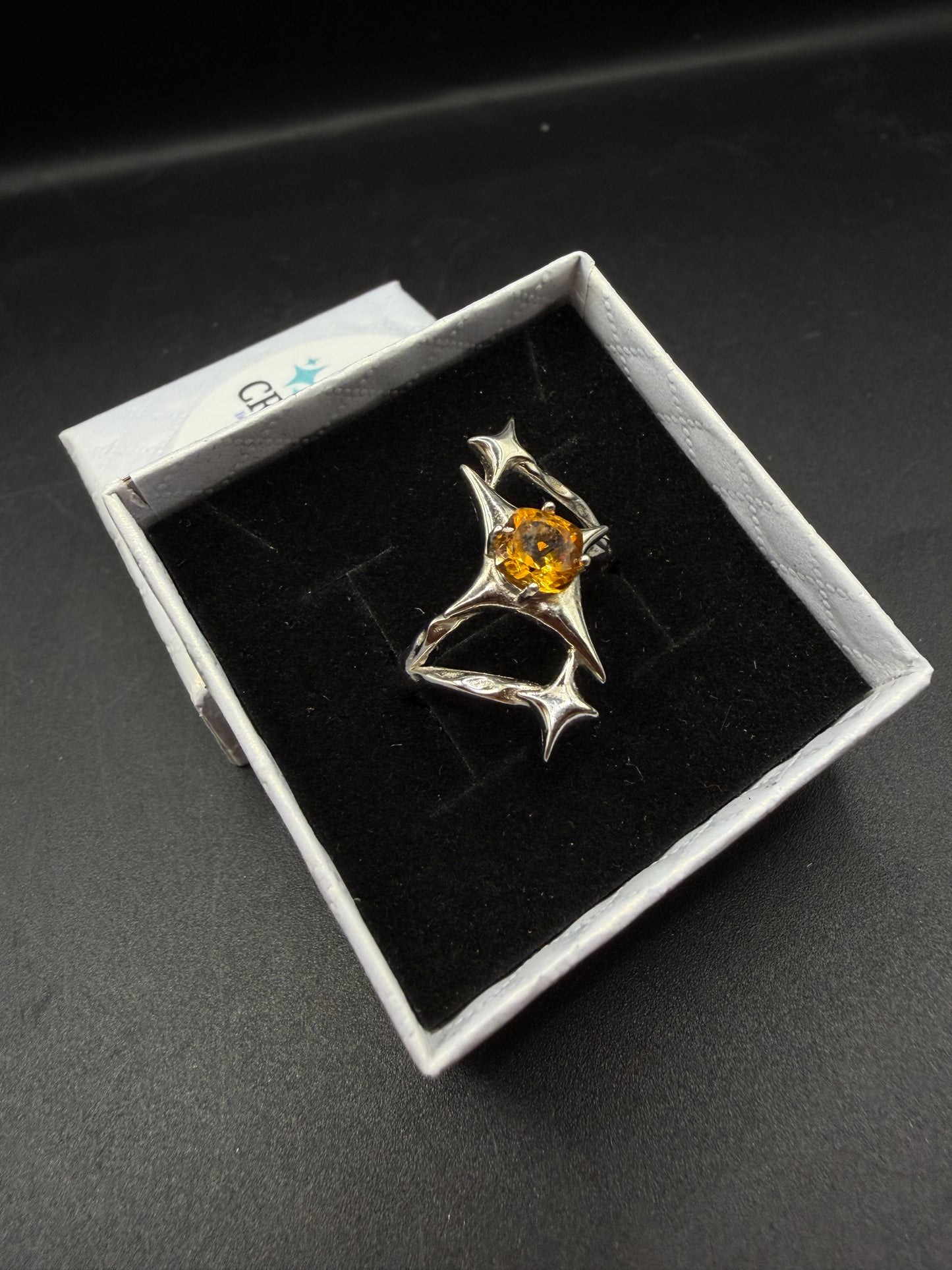 Citrine Star S925 Certified Adjustable Ring